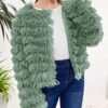 Inorin Girls Open Front Cardigan Faux Fur Coat Warm Fuzzy Tr...