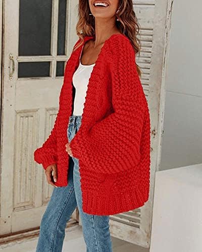Cicy Bell Women's Open Front Chunky Knit Cardigan Loose Lant...