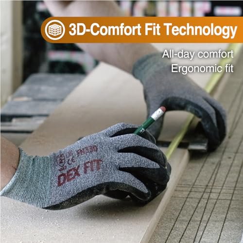 DEX FIT Nitrile Coated Work Gloves FN330-3D-Comfort Stretchy...