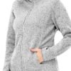 Womens Knitted Sweater Unique Speckled Zip Up Fleece Jacket,...