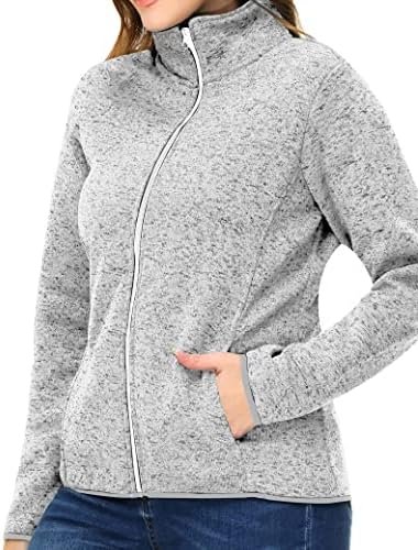 Womens Knitted Sweater Unique Speckled Zip Up Fleece Jacket,...