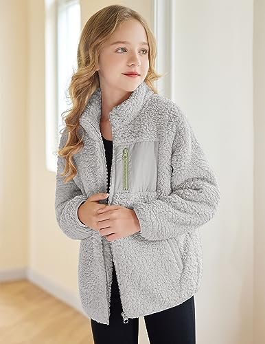 Arshiner Girls Fleece Jacket Sherpa Fall Winter Full Zip Fuz...