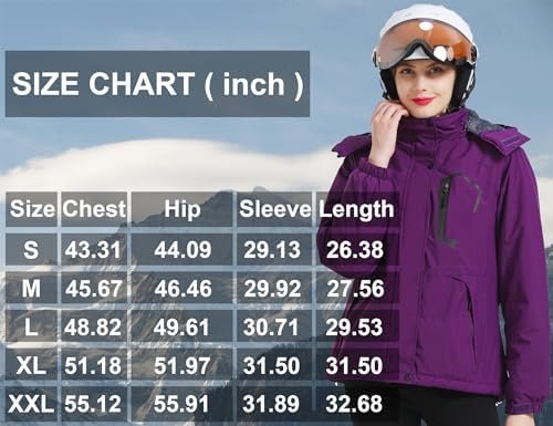 ELLSWOS Womens Winter Coats Waterproof Ski Jacket Warm Snow ...