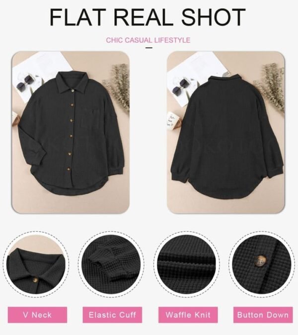 Dokotoo Womens Waffle Knit Shacket Jacket Casual Long Sleeve...