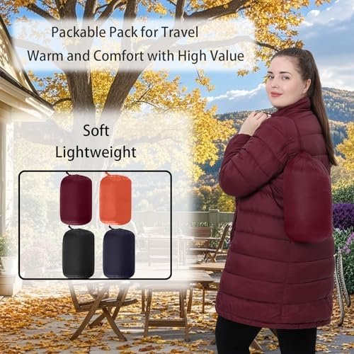 Plus Size Women Packable Puffer Jacket 1X-6X Water-Resistant...