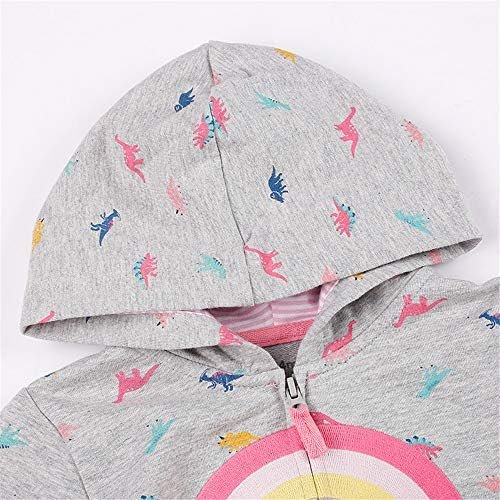 Baby Girl Zip-up Jacket Rainbow Unicorn Cotton Hoodie Sweats...