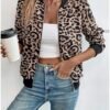 SweatyRocks Women's Leopard Print Jacket Zip Up Long Sleeve ...