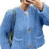 Gacaky Women's Crochet Chunky Knit Cardigan Sweater Casual B...
