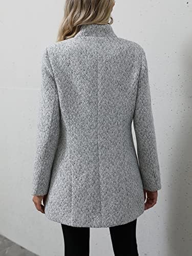 MakeMeChic Women's Open Front Business Coat Long Sleeve Stan...