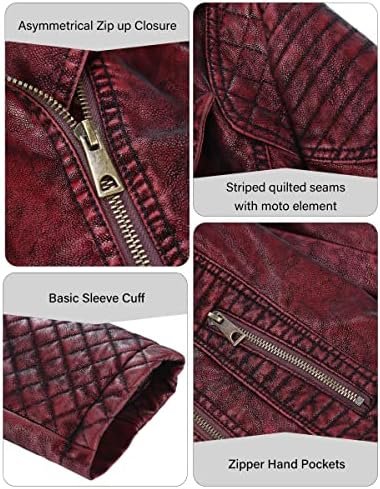 Bellivera Women's Faux Leather Casual Jacket 2025 Spring Tre...