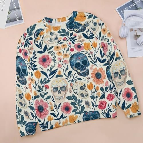 Women's Floral Skull Sweatshirts Flower 3D Printed Long Slee...