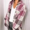 Flannel Shacket Jacket Women Plaid Shirt Button Down Long Sl...