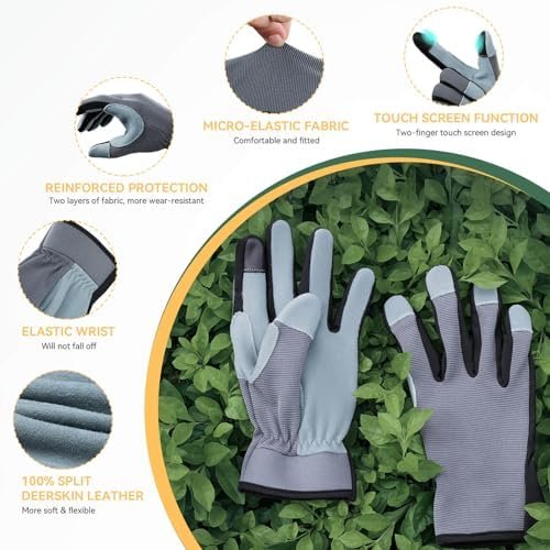 OZERO Deerskin Women Garden Gloves: Touch Screen | Breathabl...