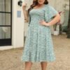 Keluummi Plus Size Wedding Guest Midi Dresses for Curvy Wome...