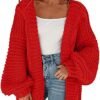 Cicy Bell Women's Open Front Chunky Knit Cardigan Loose Lant...