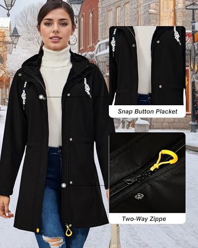 Women's Fleece Jacket Long Soft Shell Insulated Warm Winter ...