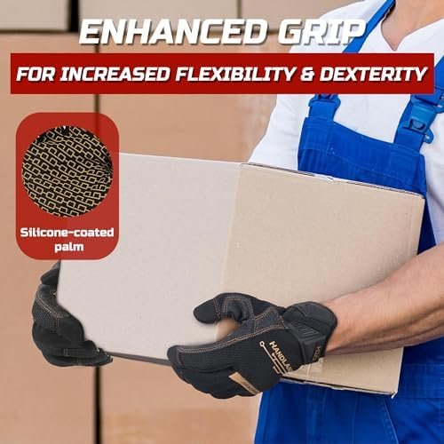 HANDLANDY Mens Work Gloves Touch screen, Utility Mechanic Gl...