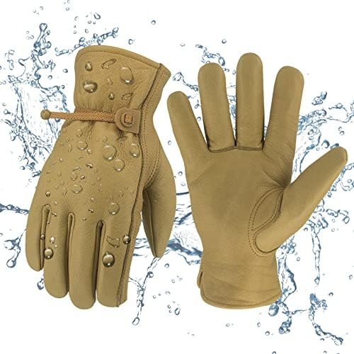 Leather Work Gloves for Men & Women, Reinforced Durable Gard...