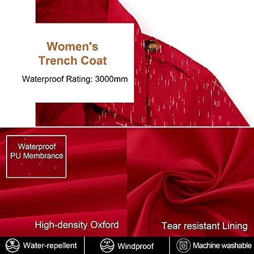 CREATMO US Women's Trench Coat Double-Breasted Classic Lapel...