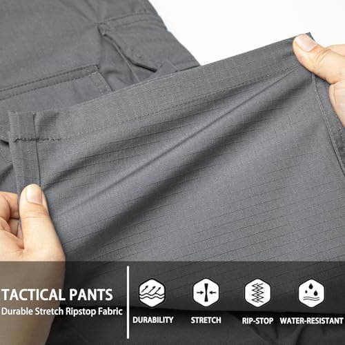 Men's Stretch Tactical Pants Water Resistant Ripstop Cargo P...