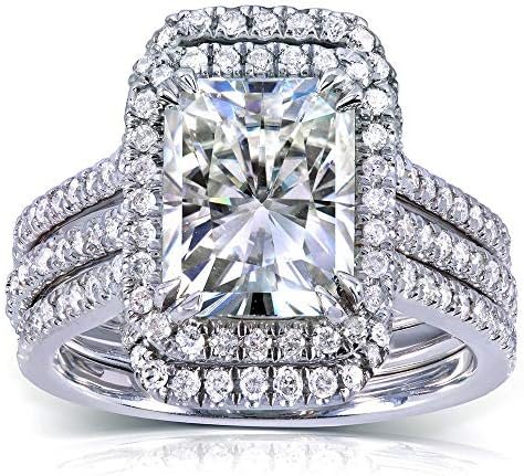 Kobelli Radiant-cut Moissanite Bridal Set 3 3/8 CTW 14k Whit...