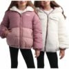 DKNY Girls' Reversible Puffer Jacket - Quilted Bubble to She...