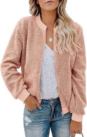 Eurivicy Women Fleece Jacket Winter Bomber Long Sleeve Faux ... Eurivicy Women Fleece Jacket Winter Bomber Long Sleeve Faux ...