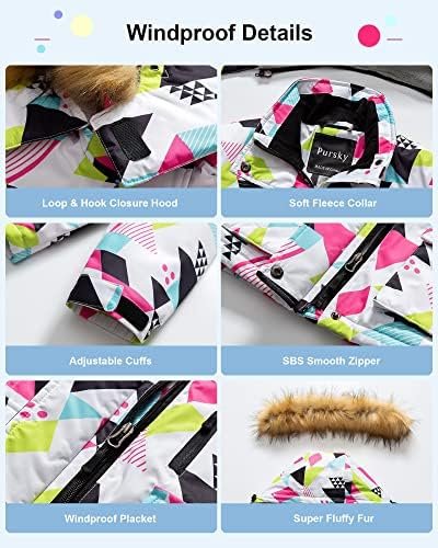 Pursky Girl's Waterproof Ski Jacket Kids Winter Snow Coats F...