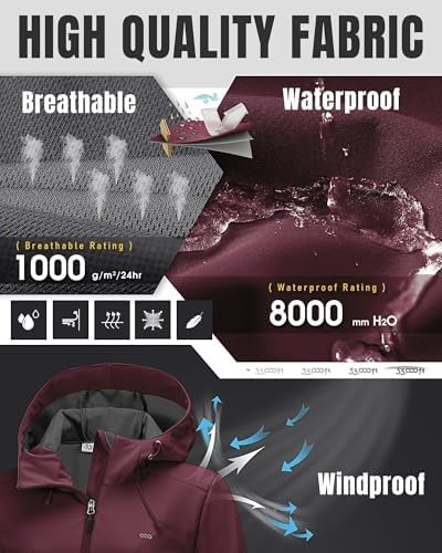 33,000ft Women's Softshell Jacket with Hood Waterproof Light...