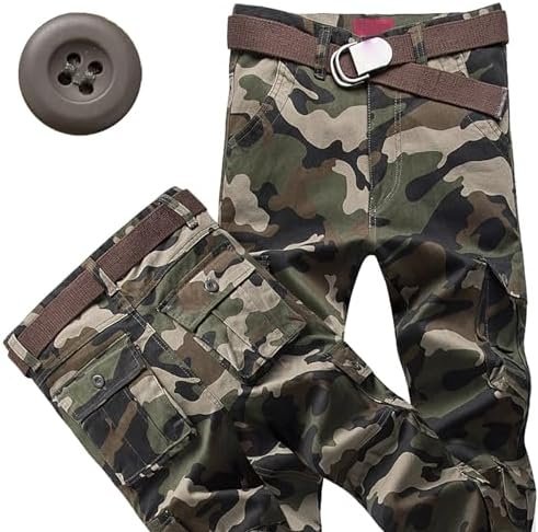 Men's Cotton Casual Camo Work Cargo Pants with Pockets Outdo...