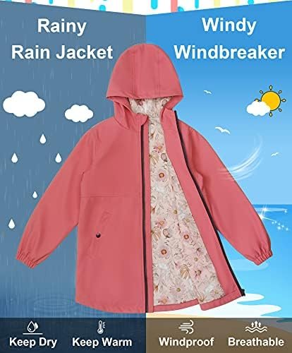 maoo garden Girls Rain Jackets Kids Waterproof Raincoat Ligh...