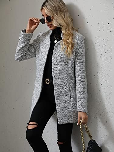 MakeMeChic Women's Open Front Business Coat Long Sleeve Stan...