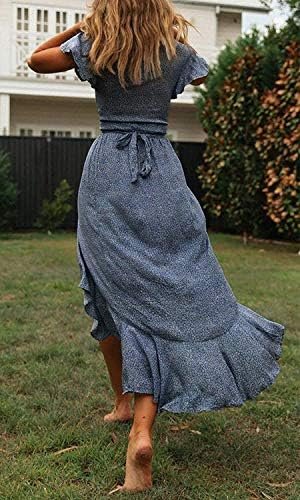 ZESICA Women's 2025 Bohemian Floral Printed Wrap V Neck Shor...