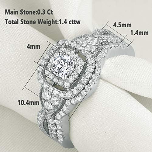 SHELOVES Wedding Rings Set for Women Round White Cz Engageme...