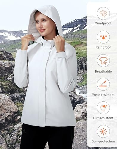 Pioneer Camp Women's Rain Jacket with Hood Waterproof Windbr...