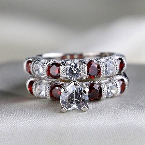 LOVERSRING Couple Ring Bridal Set His Hers White Gold Plated...