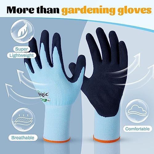 2 Pairs Gardening Gloves- Snug Fit, Breathable Rubber Coated...