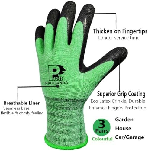 3 Pairs Superior Grip Colorful Gardening Work Gloves Comfort...