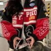POHADON Varsity Jacket For Women Patchwork Long Sleeve Racin...