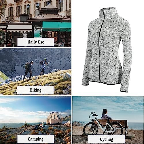 Dolcevida Women's Long Sleeve Sweater Fleece Zip Up Speckled...