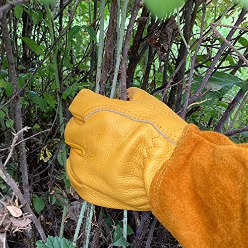 Leather Gardening Gloves for Women Men Thorn and Cut Proof G...