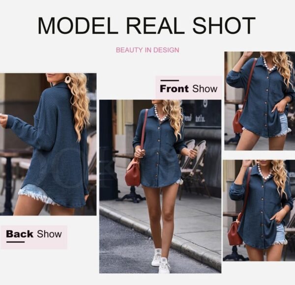 Dokotoo Womens Waffle Knit Shacket Jacket Casual Long Sleeve...