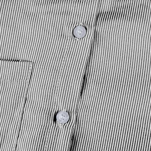 CHUOAND Womens Smocked Cuffed Striped Boyfriend Shirt Casual...