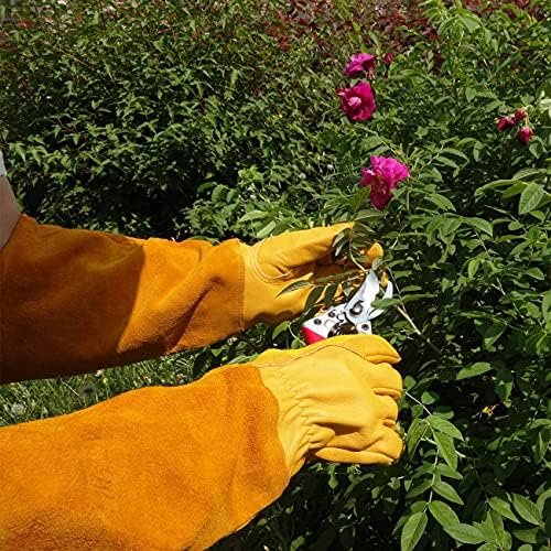 Leather Gardening Gloves for Women Men Thorn and Cut Proof G...