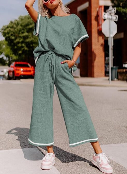 SHEWIN Women's 2 Piece Outfits Sweatsuit Casual Short Sleeve...