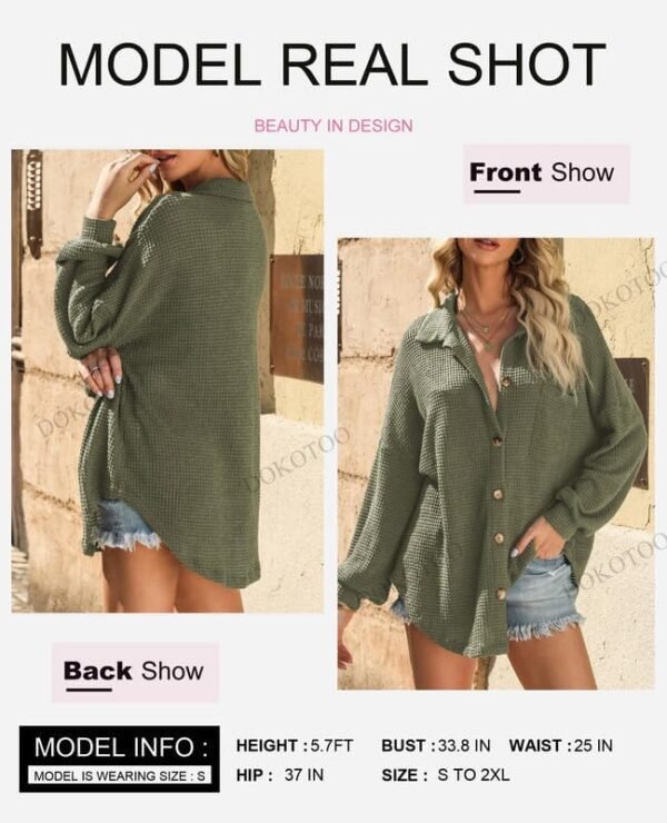 Dokotoo Womens Waffle Knit Shacket Jacket Casual Long Sleeve...