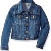Calvin Klein Girls' Basic Jean Jacket, Stretch Denim with Bu...