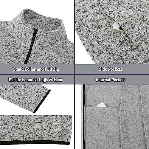 Dolcevida Women's Long Sleeve Sweater Fleece Zip Up Speckled...