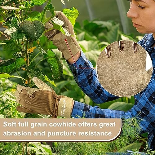 HLDD HANDLANDY Work Gloves for Women and Ladies, Leather Gar...