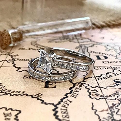 4.3 Carats Sterling Silver Cubic Zirconia Bridal Set Engagem...